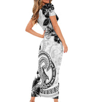 Polynesia Paisley Short Sleeve Bodycon Dress Mix White Polynesian Pattern LT05 - Polynesian Pride