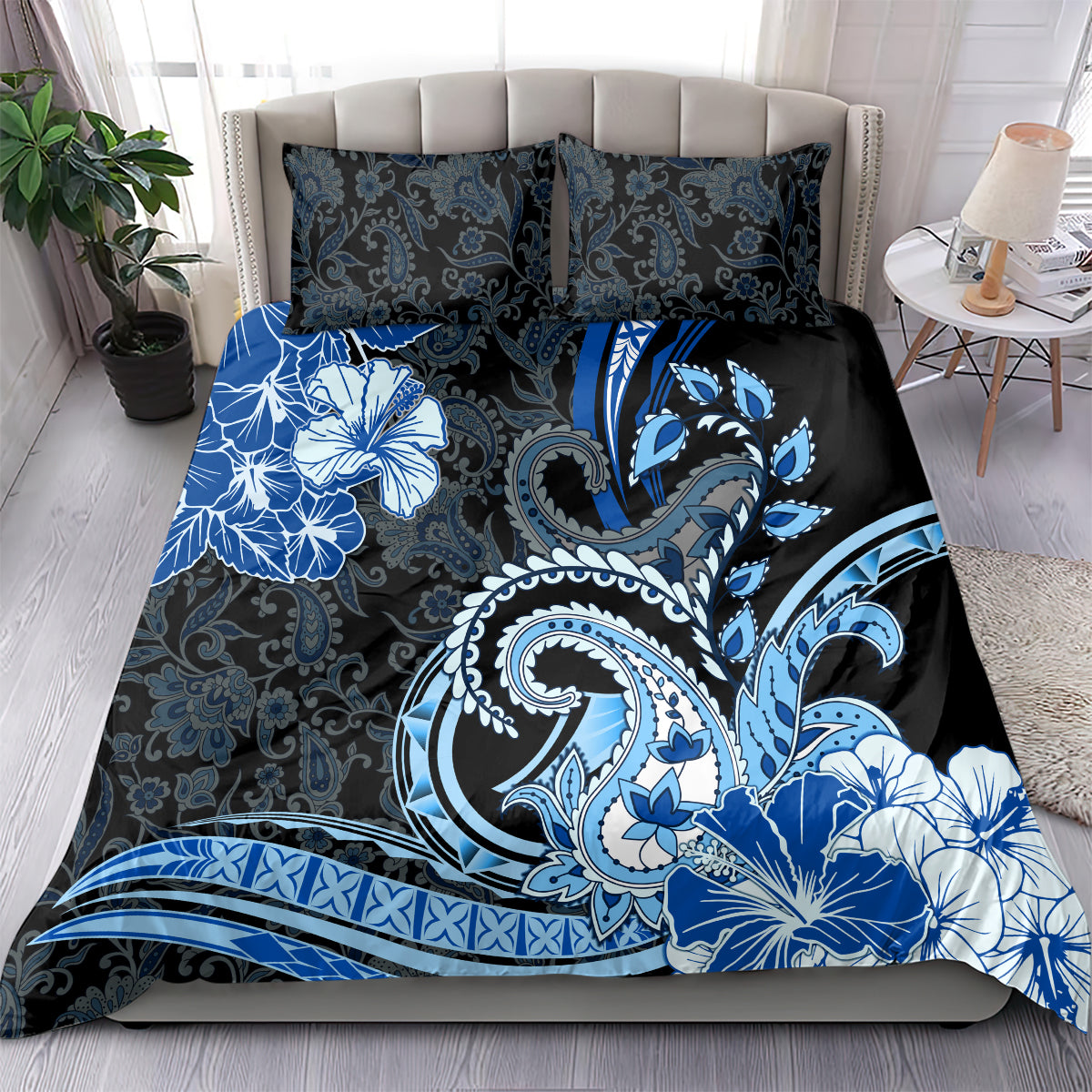 Polynesia Paisley Bedding Set Mix Blue Polynesian Pattern