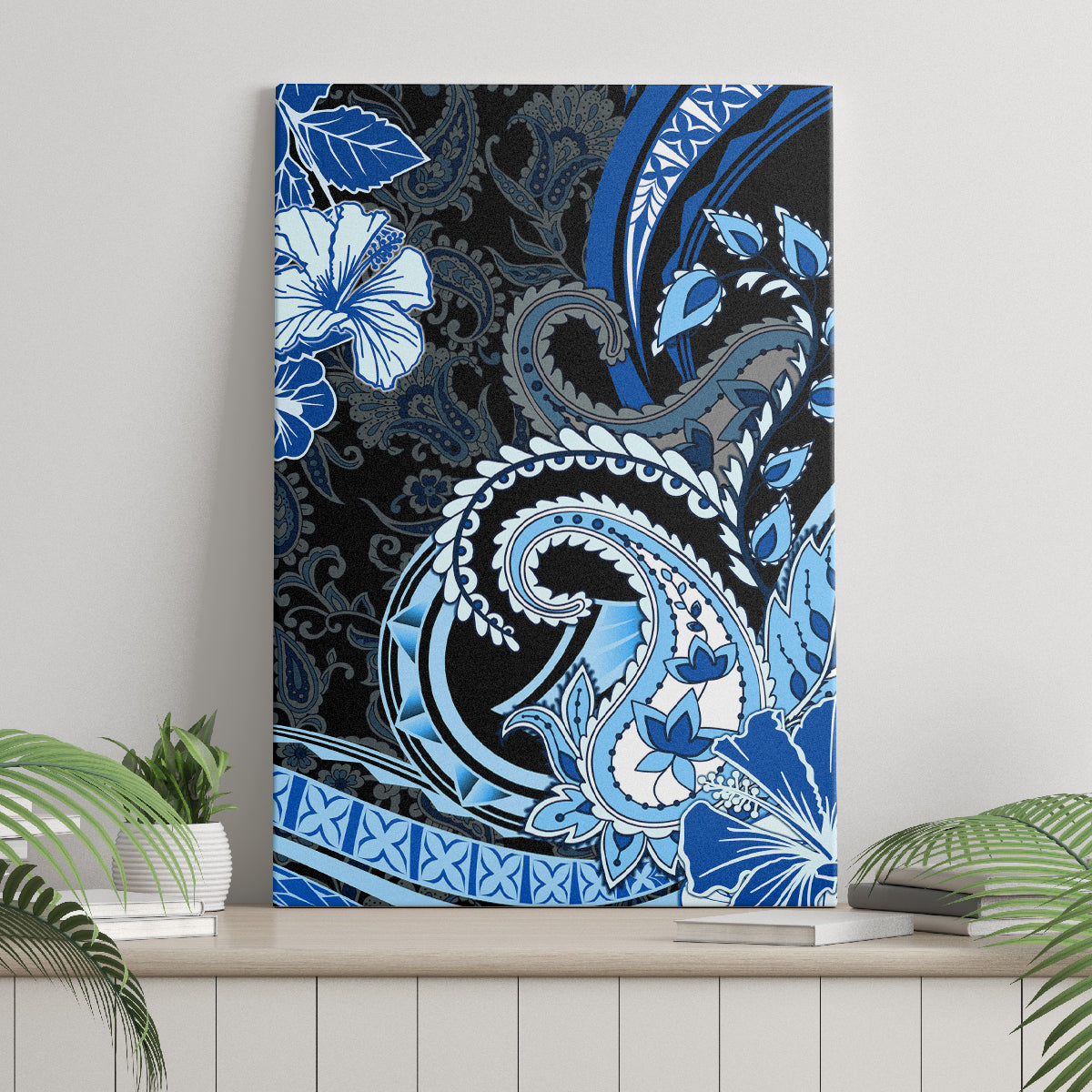 Polynesia Paisley Canvas Wall Art Mix Blue Polynesian Pattern