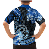 Polynesia Paisley Family Matching Mermaid Dress and Hawaiian Shirt Mix Blue Polynesian Pattern LT05 - Polynesian Pride