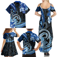 Polynesia Paisley Family Matching Summer Maxi Dress and Hawaiian Shirt Mix Blue Polynesian Pattern LT05 - Polynesian Pride