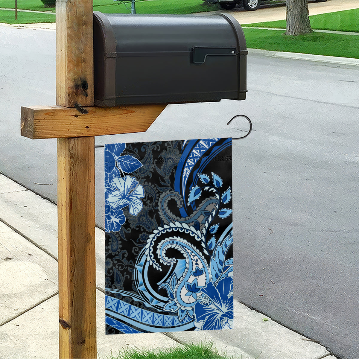 Polynesia Paisley Garden Flag Mix Blue Polynesian Pattern