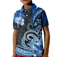 Polynesia Paisley Kid Polo Shirt Mix Blue Polynesian Pattern LT05 Kid Blue - Polynesian Pride