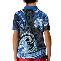 Polynesia Paisley Kid Polo Shirt Mix Blue Polynesian Pattern LT05 - Polynesian Pride