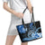 Polynesia Paisley Leather Tote Bag Mix Blue Polynesian Pattern