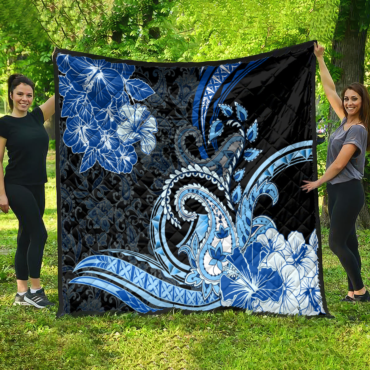 Polynesia Paisley Quilt Mix Blue Polynesian Pattern