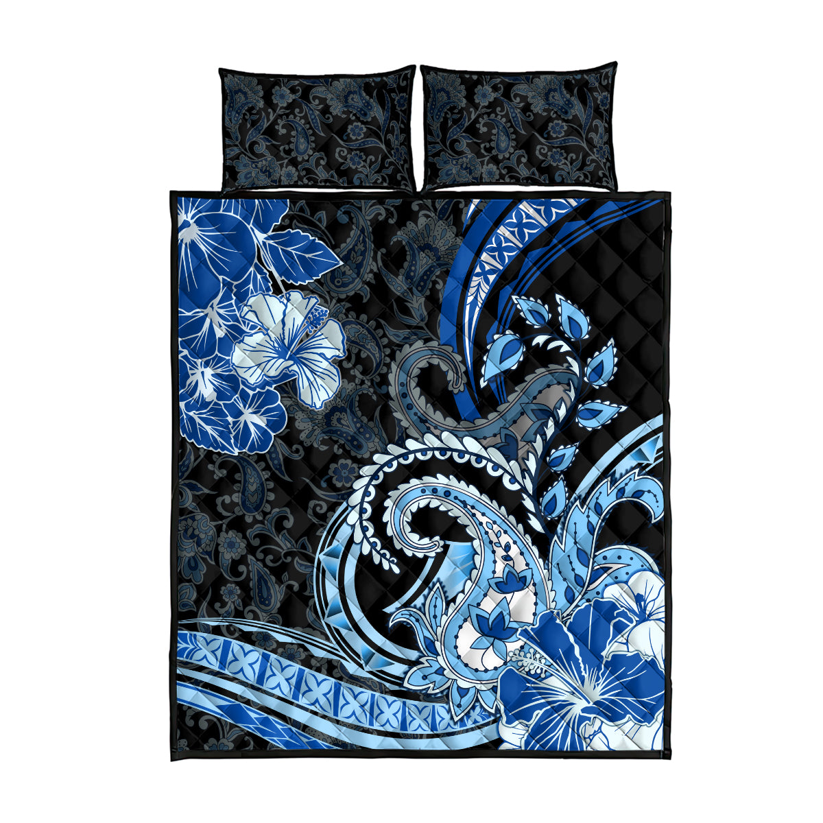 Polynesia Paisley Quilt Bed Set Mix Blue Polynesian Pattern