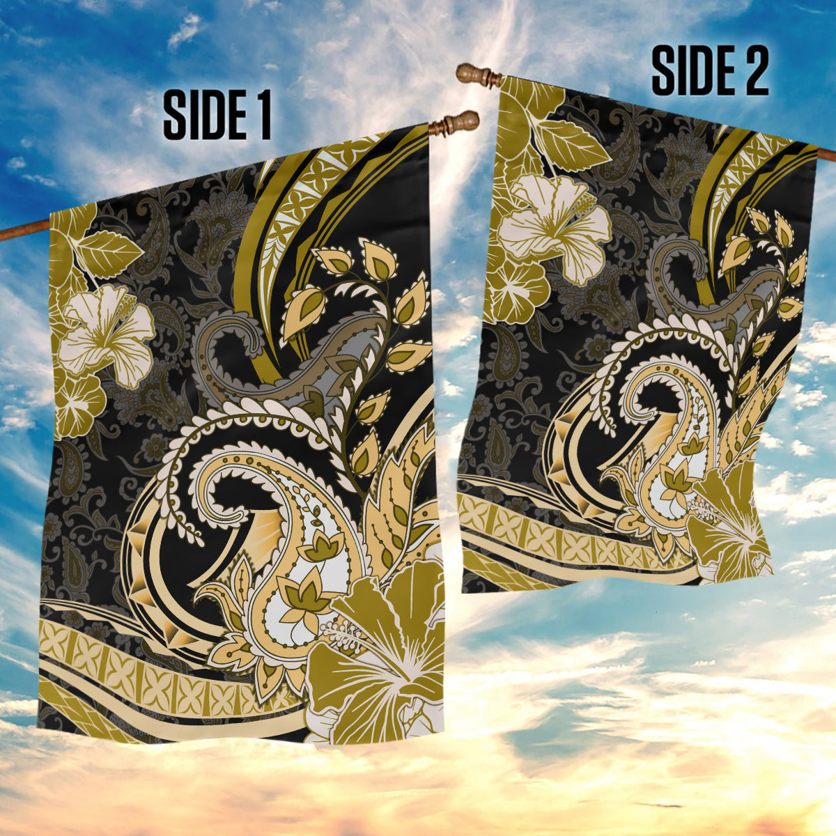 Polynesia Paisley Garden Flag Mix Gold Polynesian Pattern