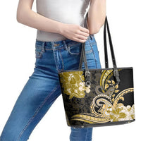Polynesia Paisley Leather Tote Bag Mix Gold Polynesian Pattern