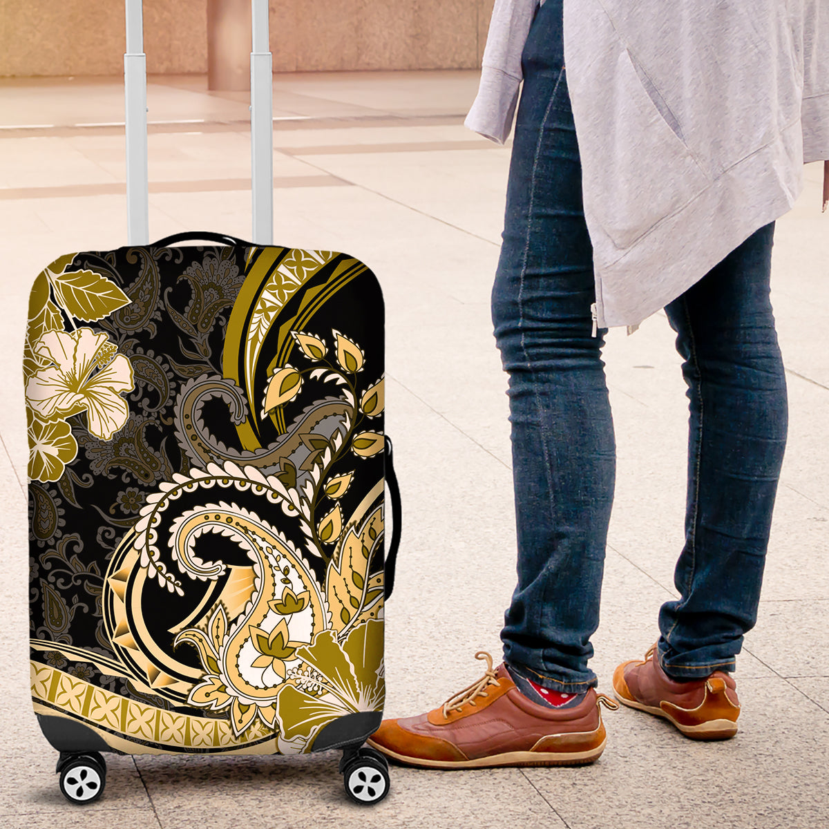 Polynesia Paisley Luggage Cover Mix Gold Polynesian Pattern LT05 Gold - Polynesian Pride