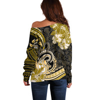Polynesia Paisley Off Shoulder Sweater Mix Gold Polynesian Pattern LT05 - Polynesian Pride