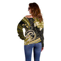 Polynesia Paisley Off Shoulder Sweater Mix Gold Polynesian Pattern LT05 - Polynesian Pride