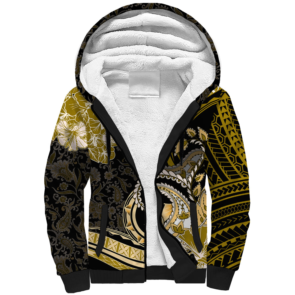 Polynesia Paisley Sherpa Hoodie Mix Gold Polynesian Pattern LT05 Unisex Gold - Polynesian Pride