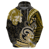 Polynesia Paisley Zip Hoodie Mix Gold Polynesian Pattern LT05 - Polynesian Pride