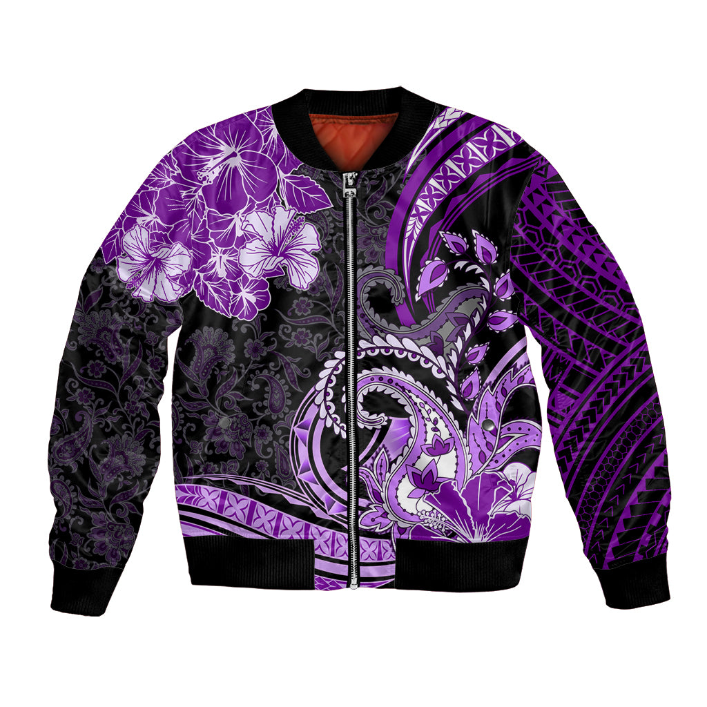 Polynesia Paisley Bomber Jacket Mix Purple Polynesian Pattern LT05 Unisex Purple - Polynesian Pride