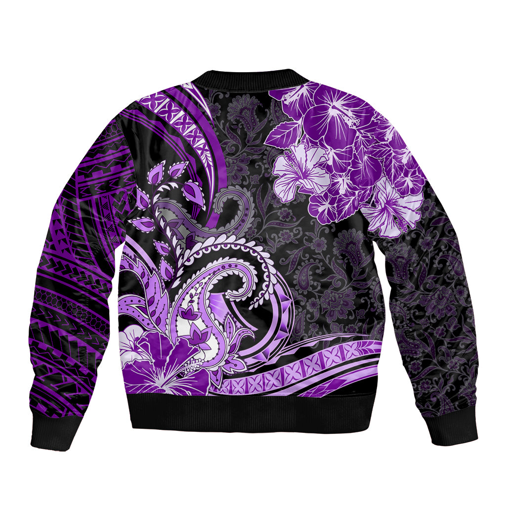 Polynesia Paisley Bomber Jacket Mix Purple Polynesian Pattern LT05 - Polynesian Pride