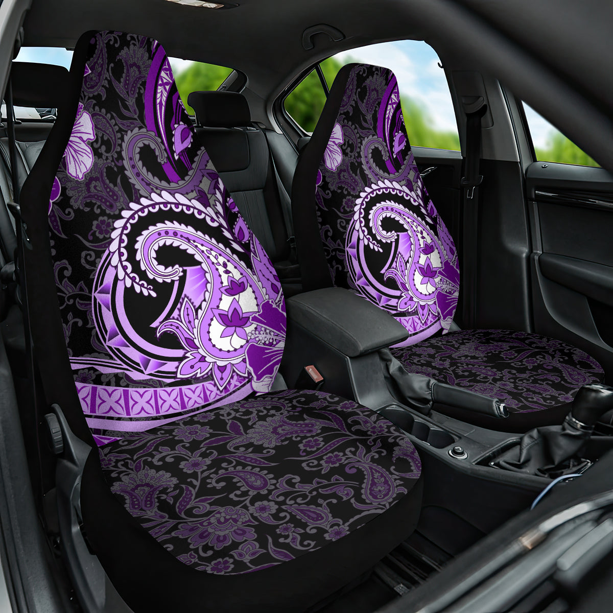 Polynesia Paisley Car Seat Cover Mix Purple Polynesian Pattern