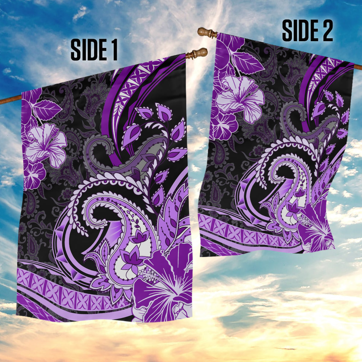 Polynesia Paisley Garden Flag Mix Purple Polynesian Pattern