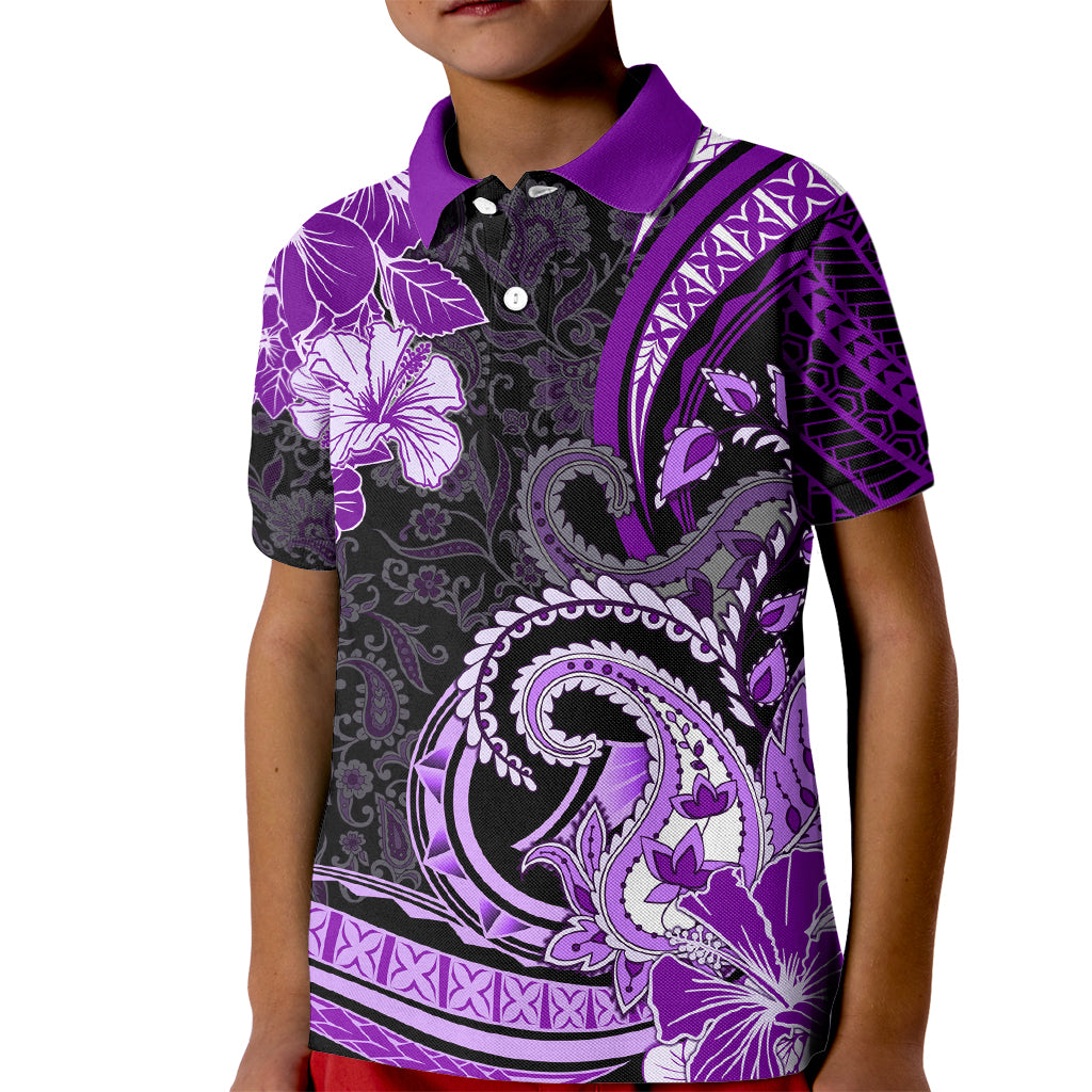 Polynesia Paisley Kid Polo Shirt Mix Purple Polynesian Pattern LT05 Kid Purple - Polynesian Pride