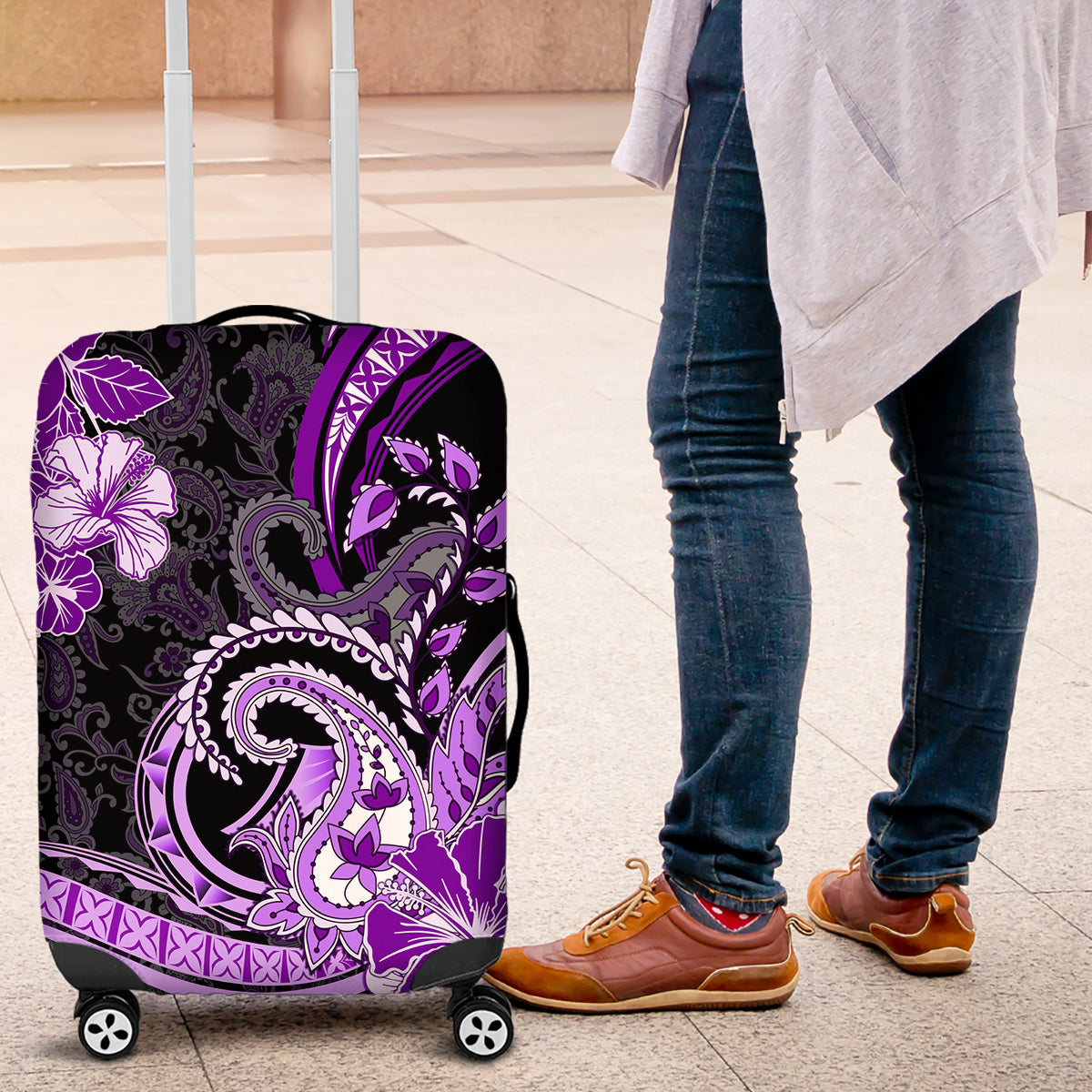 Polynesia Paisley Luggage Cover Mix Purple Polynesian Pattern LT05 Purple - Polynesian Pride