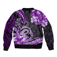 Polynesia Paisley Sleeve Zip Bomber Jacket Mix Purple Polynesian Pattern LT05 - Polynesian Pride