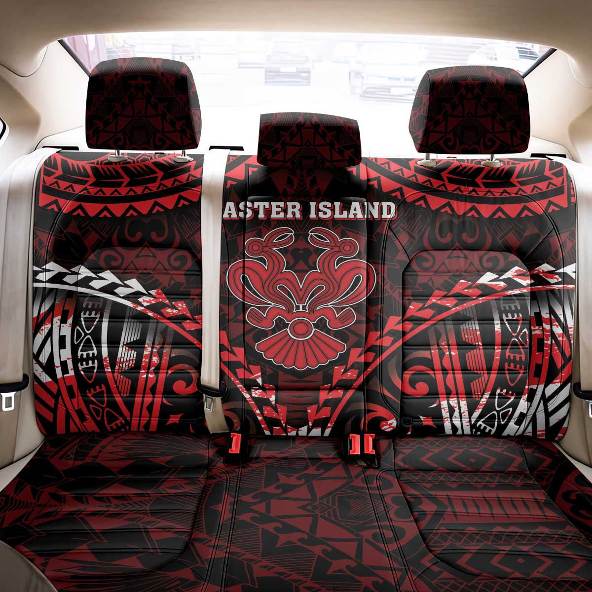 Easter Island Back Car Seat Cover Polynesian Pattern Emblem LT05 - Polynesian Pride