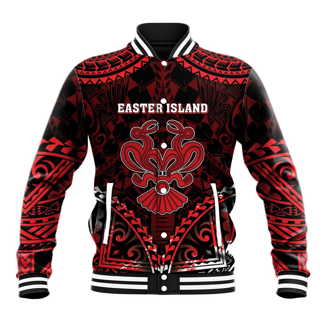 Personalised Easter Island Baseball Jacket Polynesian Pattern Emblem LT05 Unisex Black - Polynesian Pride