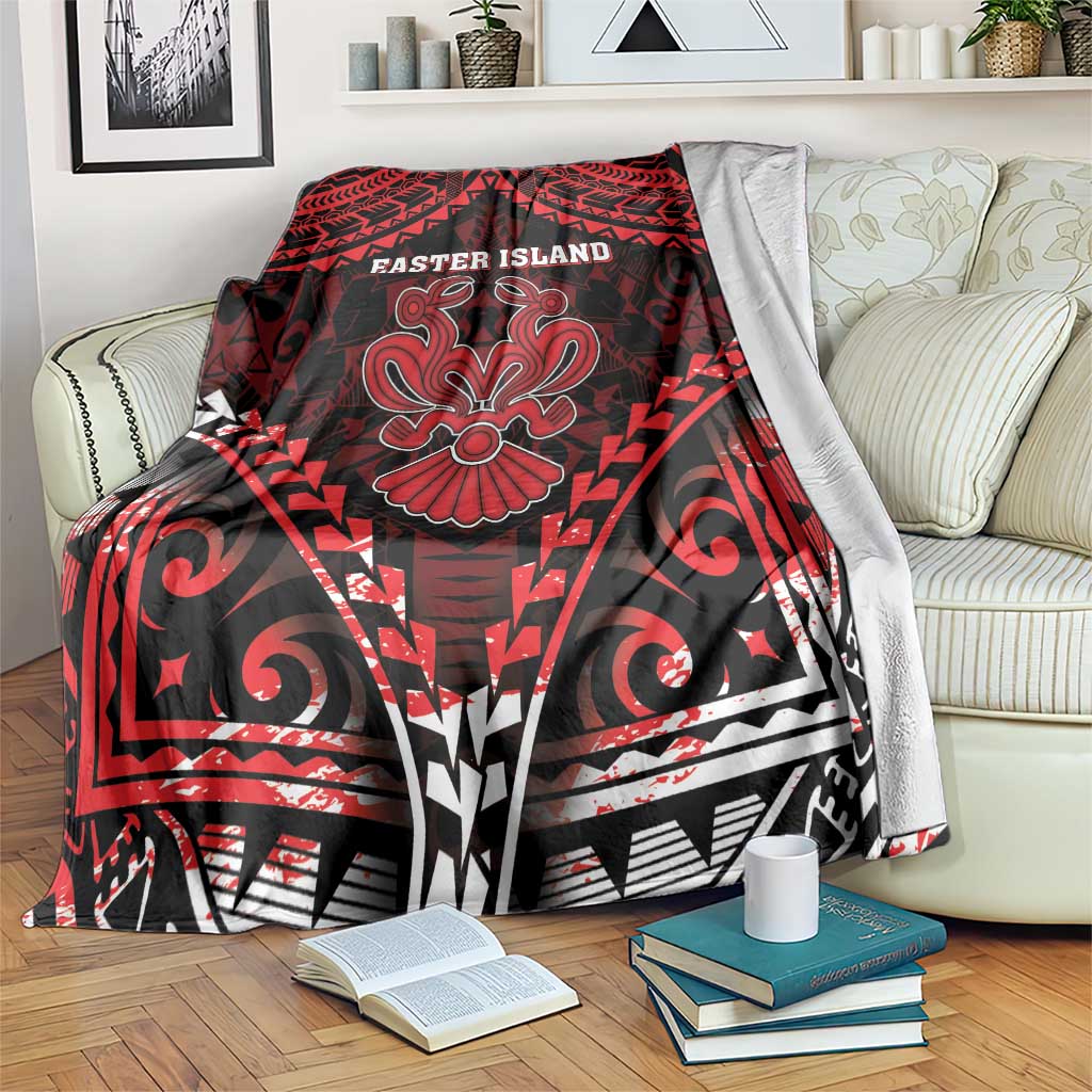 Easter Island Blanket Polynesian Pattern Emblem LT05 Black - Polynesian Pride
