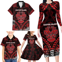 Personalised Easter Island Family Matching Long Sleeve Bodycon Dress and Hawaiian Shirt Polynesian Pattern Emblem LT05 - Polynesian Pride