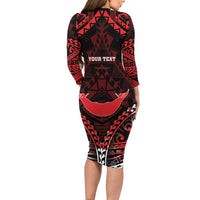 Personalised Easter Island Family Matching Long Sleeve Bodycon Dress and Hawaiian Shirt Polynesian Pattern Emblem LT05 - Polynesian Pride