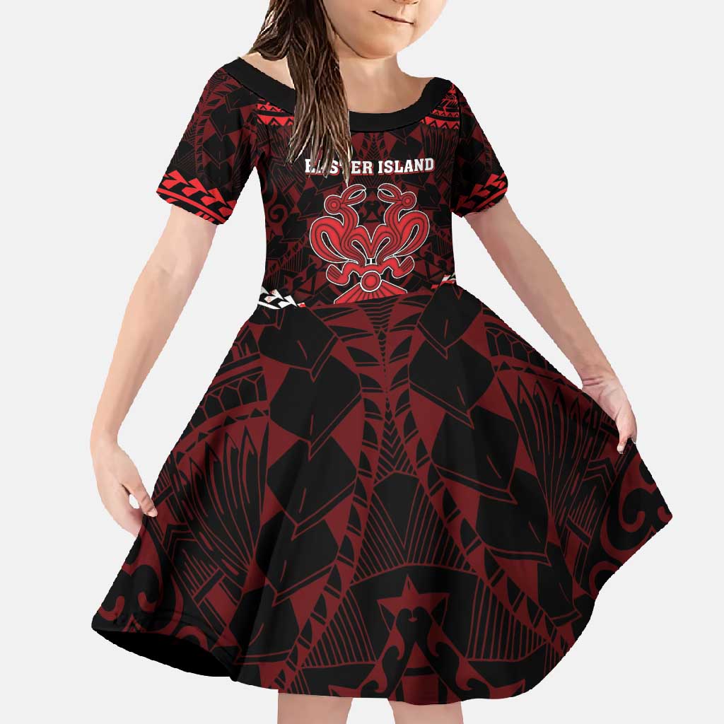 Personalised Easter Island Family Matching Mermaid Dress and Hawaiian Shirt Polynesian Pattern Emblem LT05 Daughter's Dress Black - Polynesian Pride