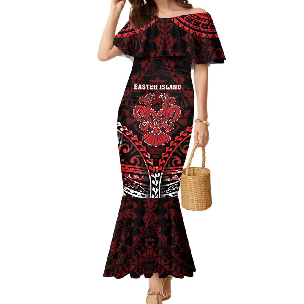 Personalised Easter Island Family Matching Mermaid Dress and Hawaiian Shirt Polynesian Pattern Emblem LT05 Mom's Dress Black - Polynesian Pride