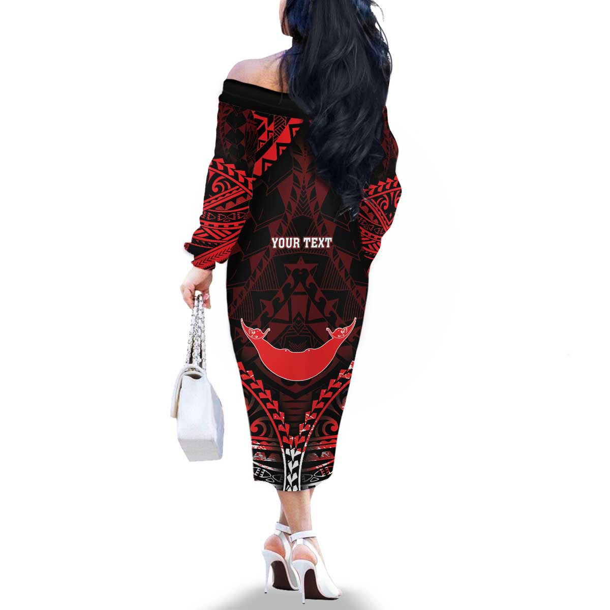 Personalised Easter Island Family Matching Off The Shoulder Long Sleeve Dress and Hawaiian Shirt Polynesian Pattern Emblem LT05 - Polynesian Pride