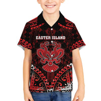 Personalised Easter Island Family Matching Off The Shoulder Long Sleeve Dress and Hawaiian Shirt Polynesian Pattern Emblem LT05 Son's Shirt Black - Polynesian Pride