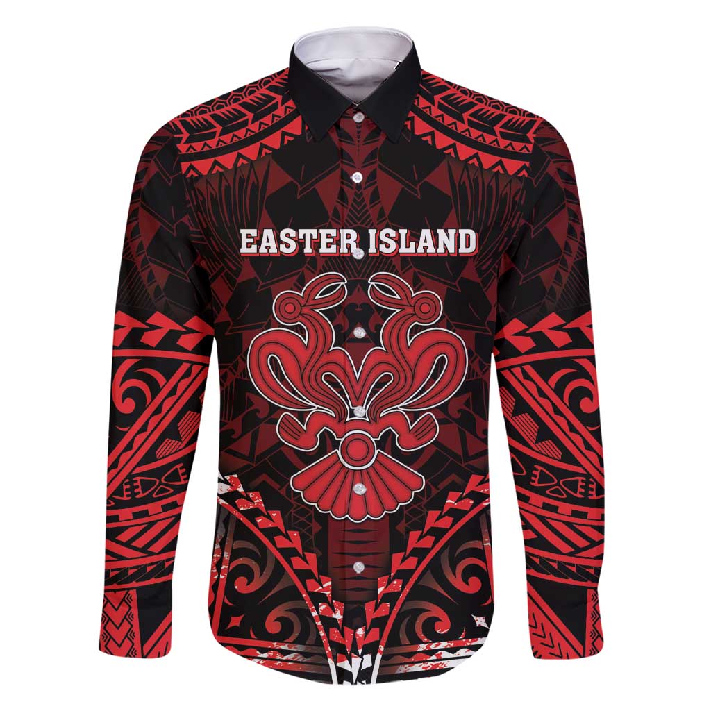 Personalised Easter Island Family Matching Short Sleeve Bodycon Dress and Hawaiian Shirt Polynesian Pattern Emblem LT05 Dad's Shirt - Long Sleeve Black - Polynesian Pride