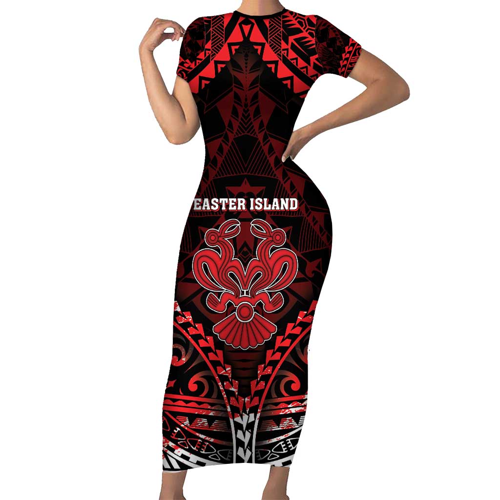 Personalised Easter Island Family Matching Short Sleeve Bodycon Dress and Hawaiian Shirt Polynesian Pattern Emblem LT05 Mom's Dress Black - Polynesian Pride