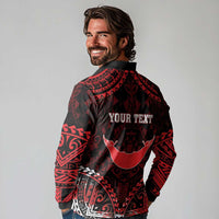 Personalised Easter Island Long Sleeve Polo Shirt Polynesian Pattern Emblem