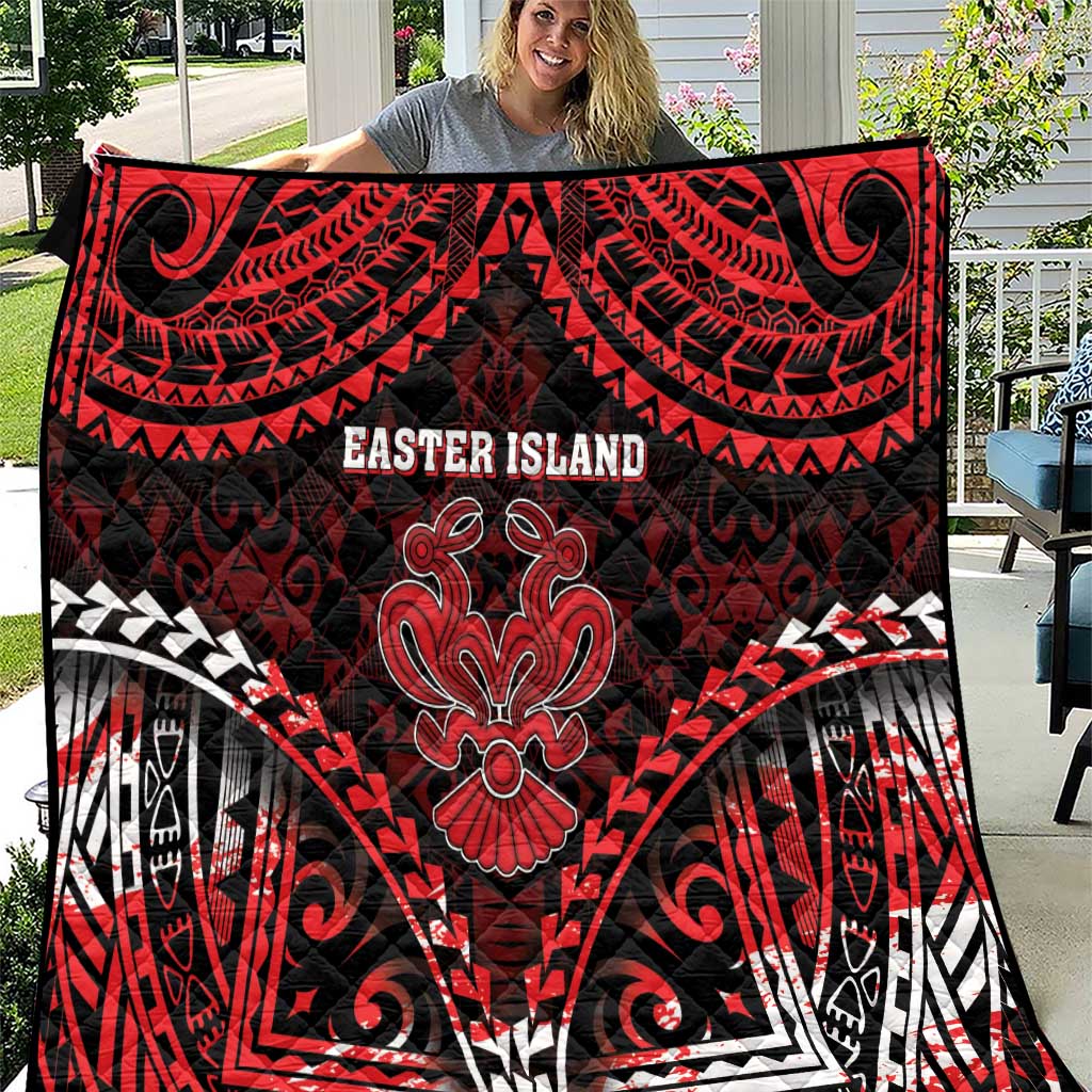 Easter Island Quilt Polynesian Pattern Emblem LT05 Black - Polynesian Pride