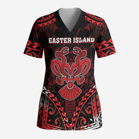 Personalised Easter Island Scrub Top Polynesian Pattern Emblem - Polynesian Pride