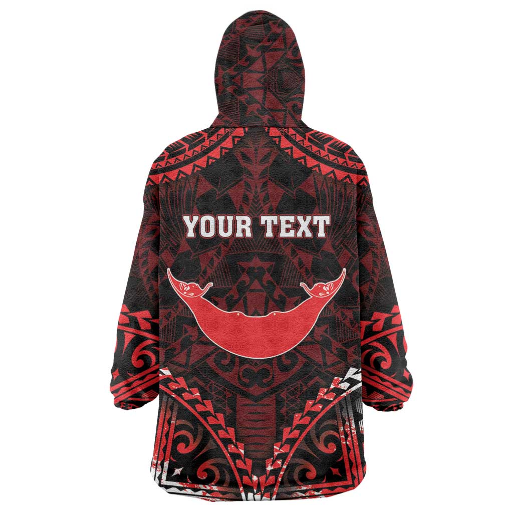 Personalised Easter Island Wearable Blanket Hoodie Polynesian Pattern Emblem