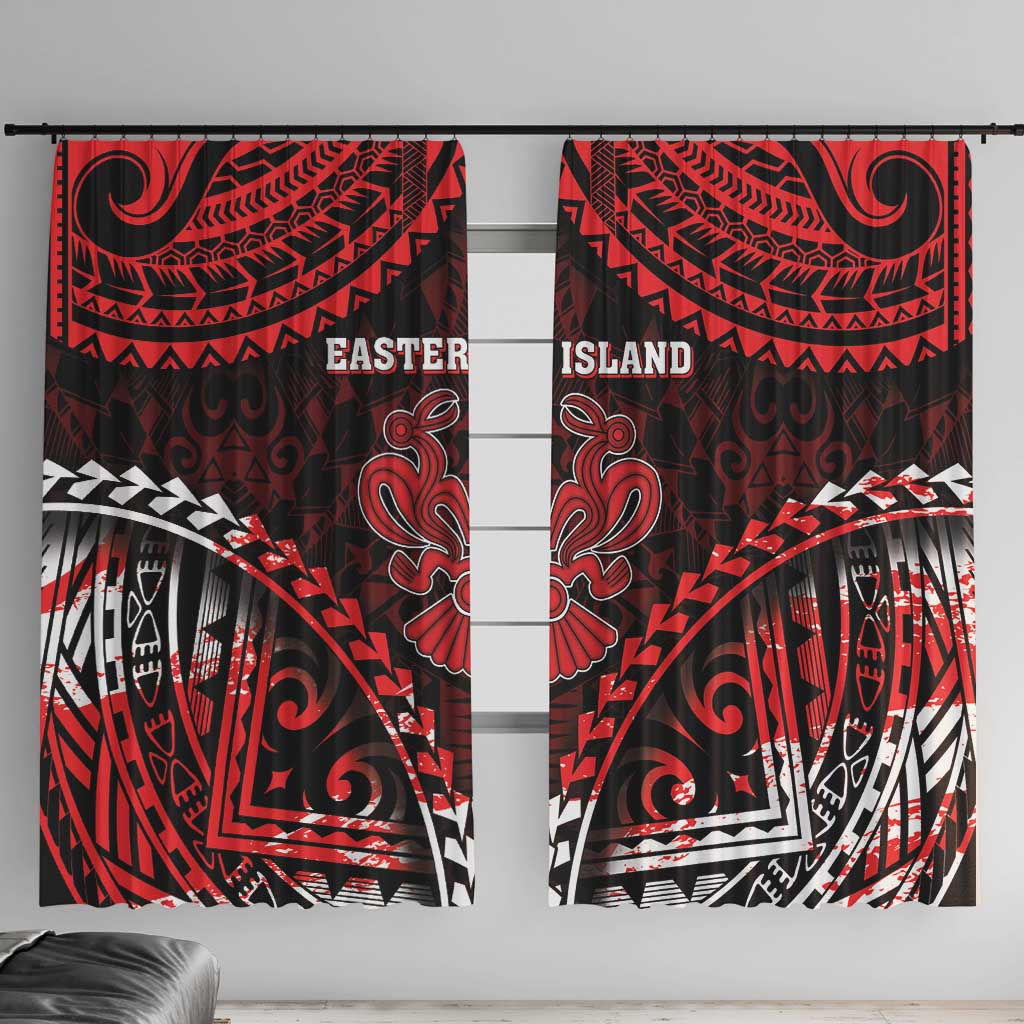 Easter Island Window Curtain Polynesian Pattern Emblem LT05 With Hooks Black - Polynesian Pride