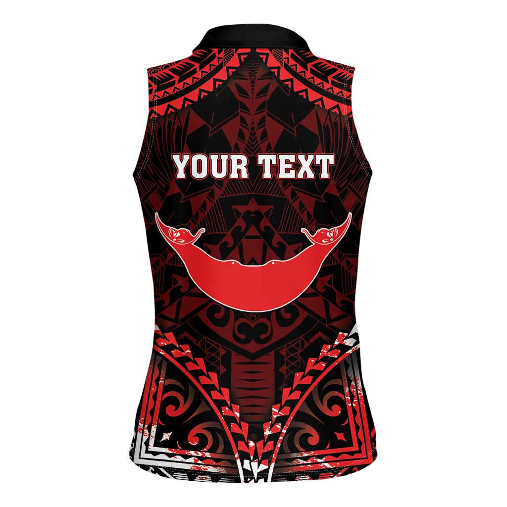 Personalised Easter Island Women Sleeveless Polo Shirt Polynesian Pattern Emblem