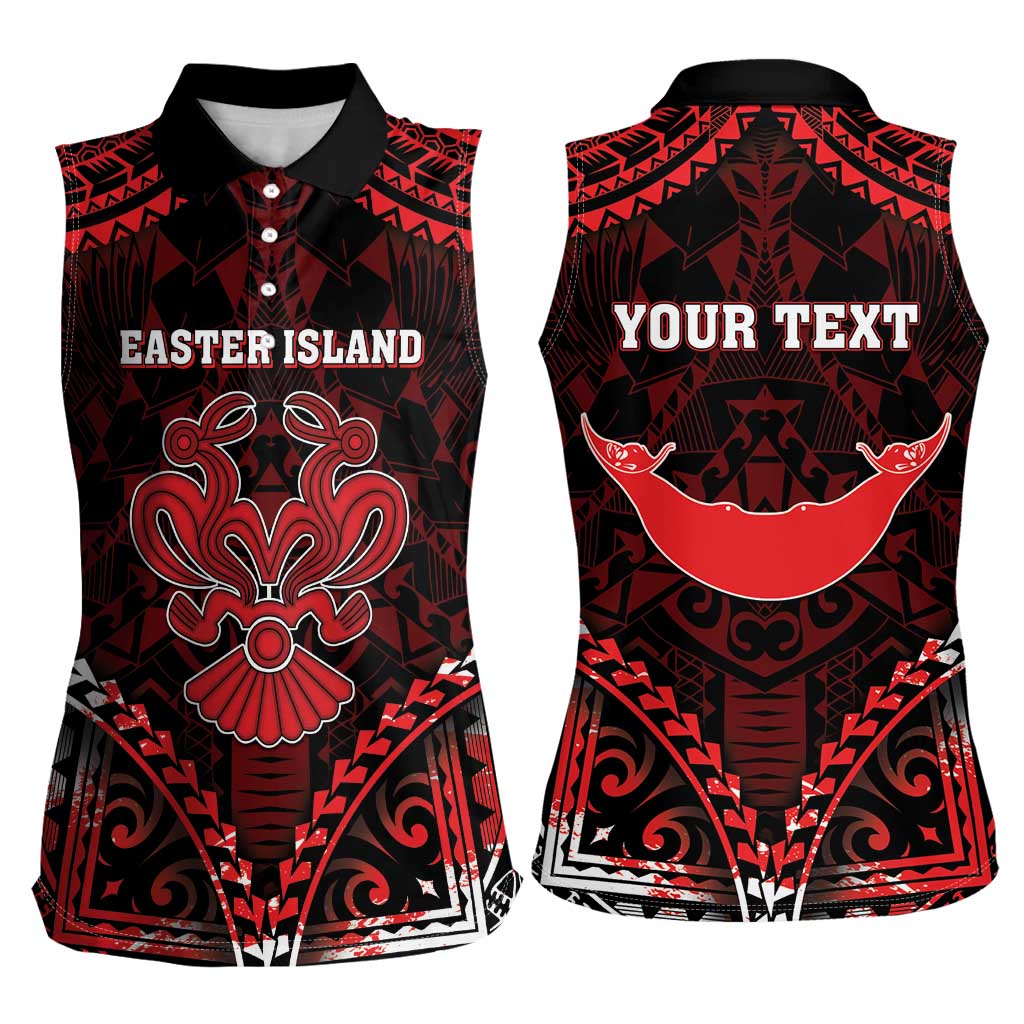 Personalised Easter Island Women Sleeveless Polo Shirt Polynesian Pattern Emblem
