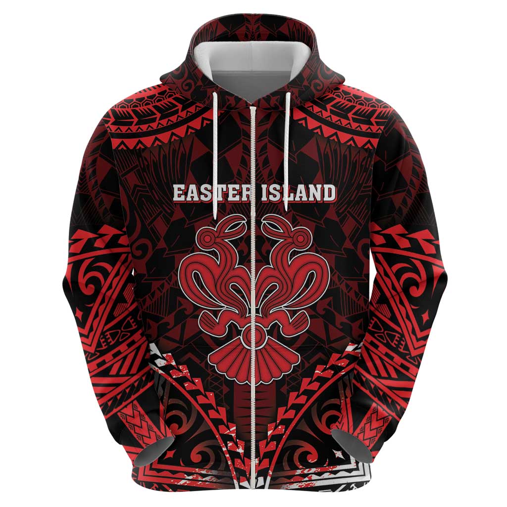 Personalised Easter Island Zip Hoodie Polynesian Pattern Emblem LT05 - Polynesian Pride