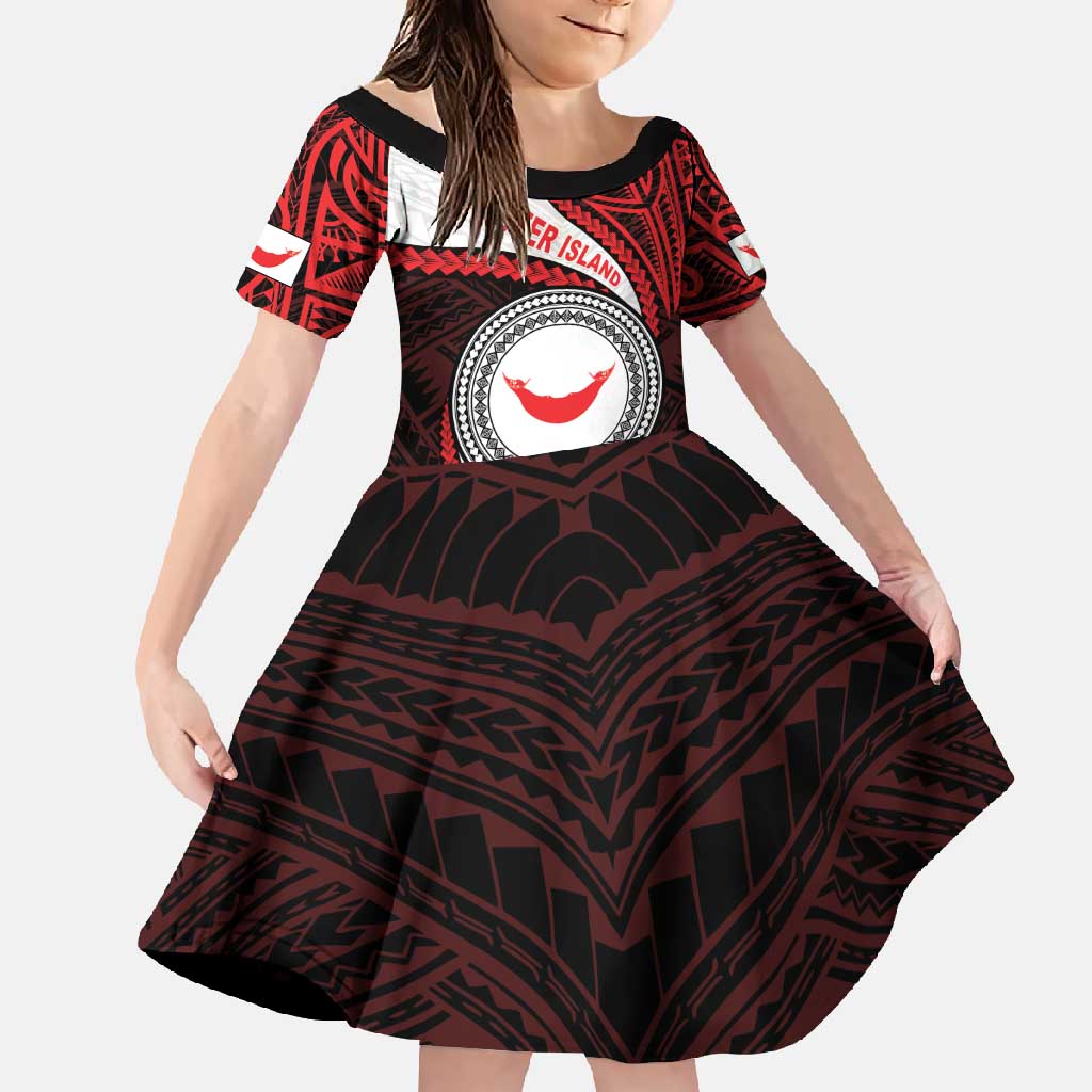 Easter Island Family Matching Off Shoulder Maxi Dress and Hawaiian Shirt Moai Statues Polynesian Style