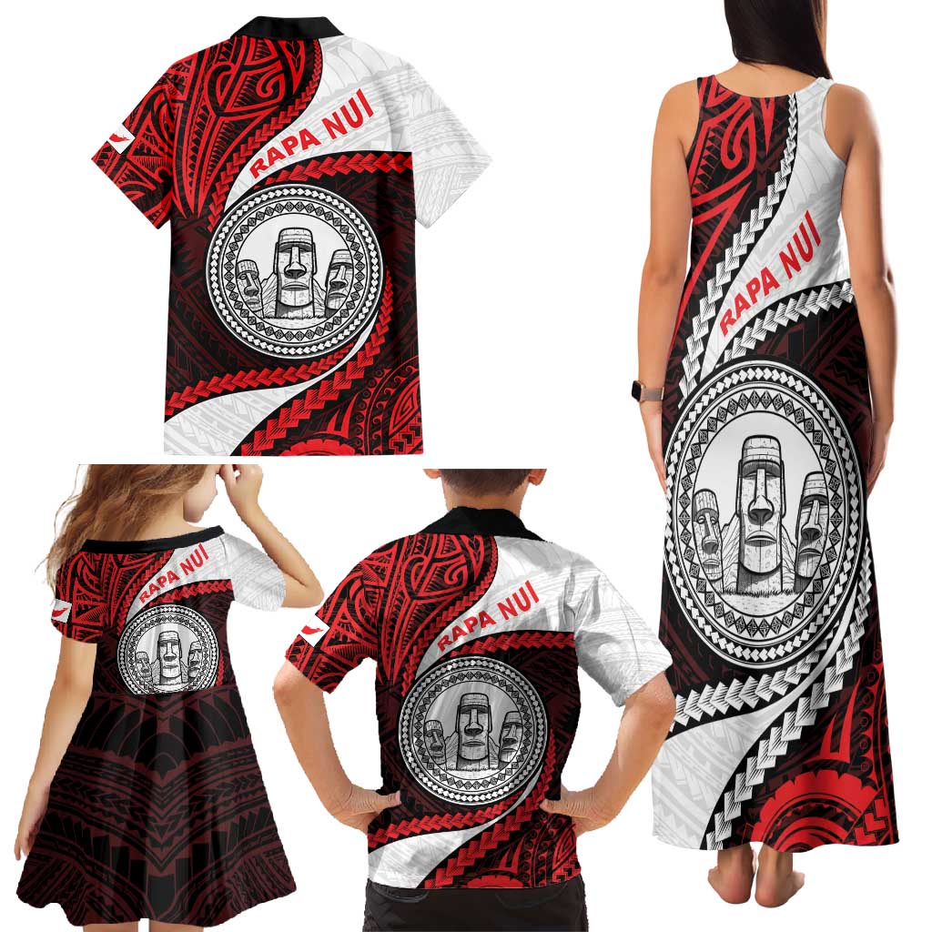 Easter Island Family Matching Tank Maxi Dress and Hawaiian Shirt Moai Statues Polynesian Style