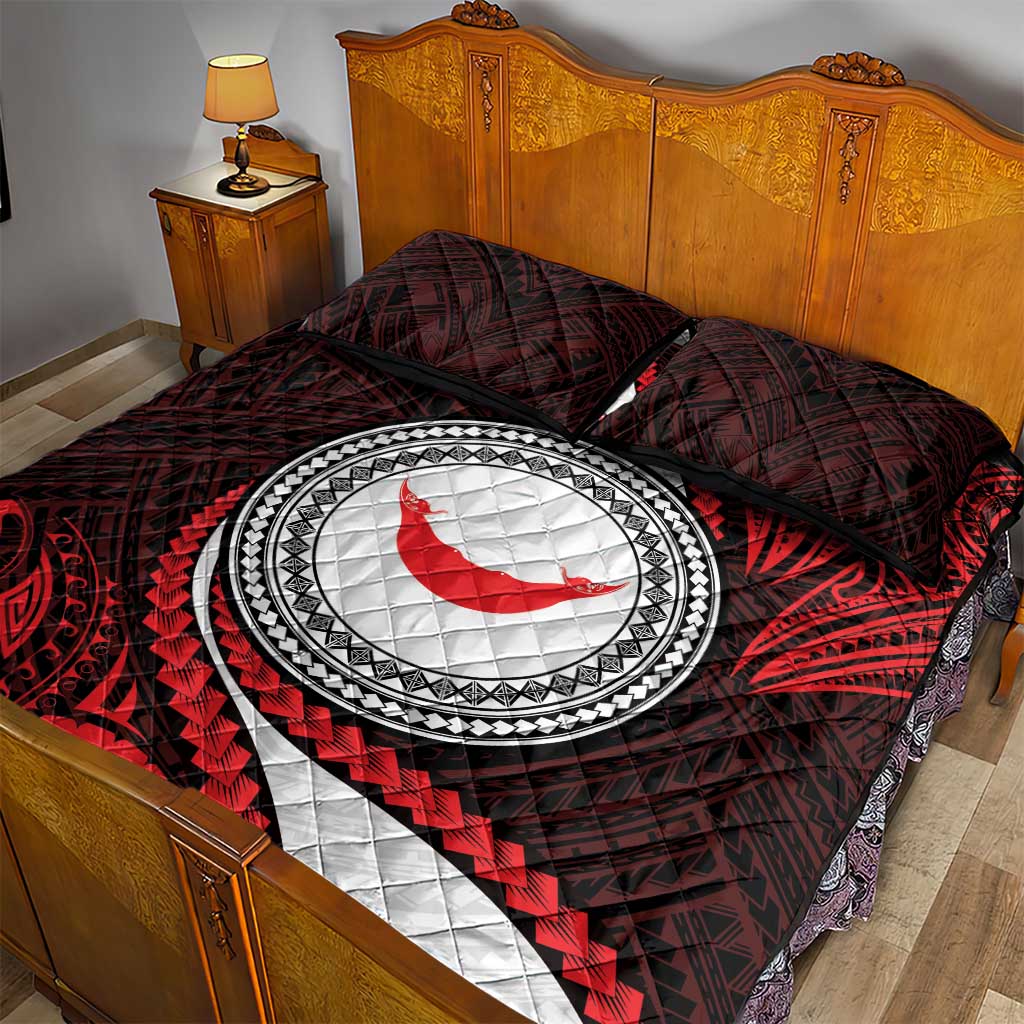 Easter Island Quilt Bed Set Moai Statues Polynesian Style