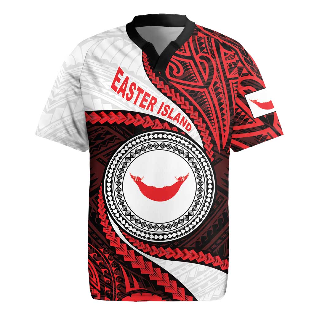 Easter Island Rugby Jersey Moai Statues Polynesian Style