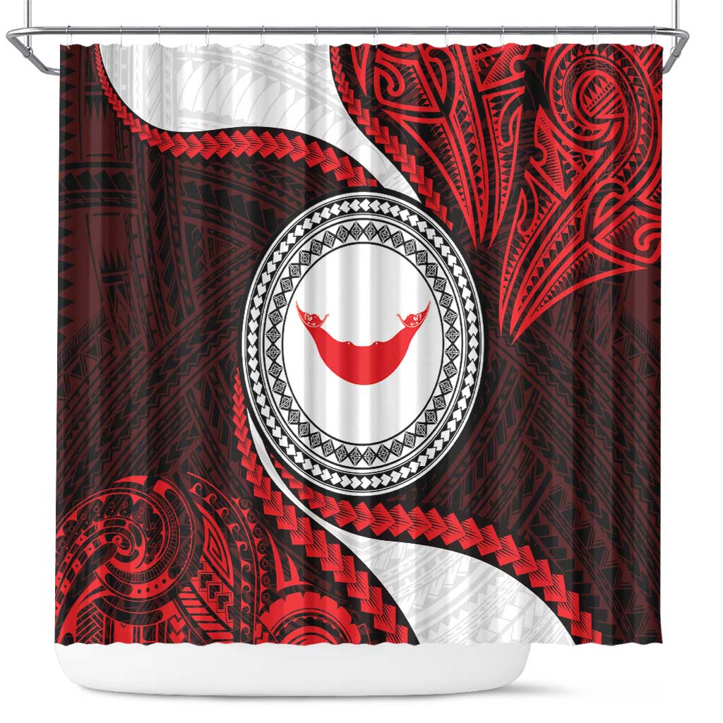 Easter Island Shower Curtain Moai Statues Polynesian Style LT05 Red - Polynesian Pride
