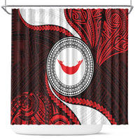 Easter Island Shower Curtain Moai Statues Polynesian Style LT05 Red - Polynesian Pride